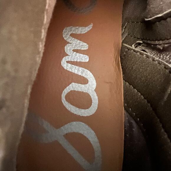 Sam Edelman boots Paige fringe bootie suede greige ankle stacked heel Sz 7.5 - Picture 7 of 13